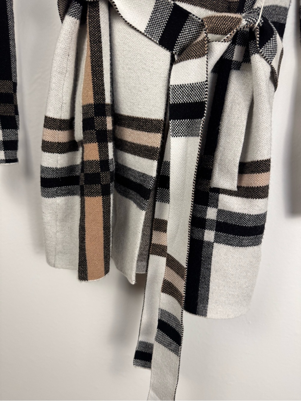 Christian Siriano Plaid Hooded Wrap Cardigan Sweater M - Picture 6 of 15